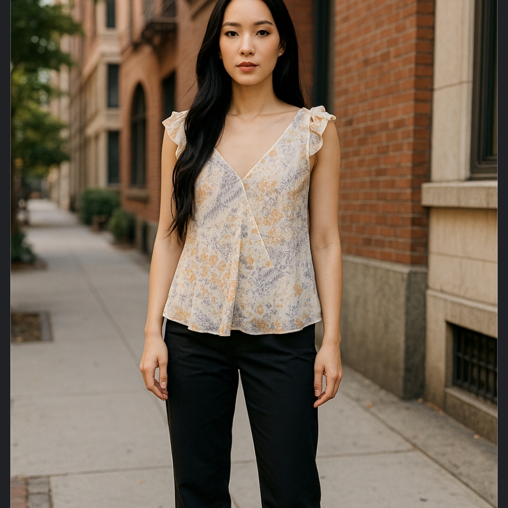Victoria Secret Semi Sheer Sleeveless Floral Top